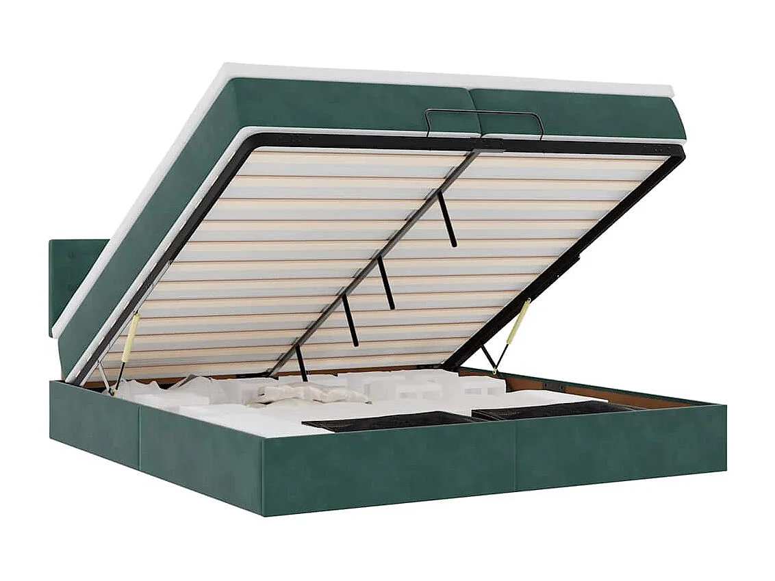 Cadre de lit ottoman avec matelas vert foncé 200x200 cm velours