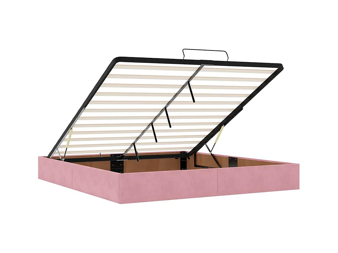 Cadre de lit ottoman avec matelas rose 200x200 cm velours