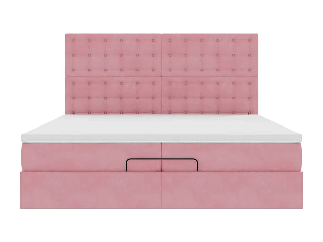 Cadre de lit ottoman avec matelas rose 200x200 cm velours