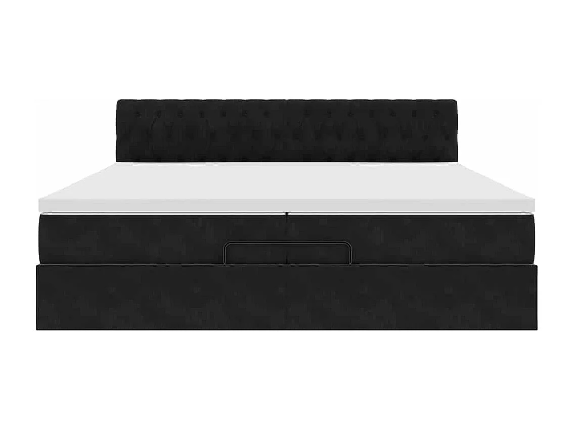 Cadre de lit ottoman avec matelas noir 200x200 cm velours
