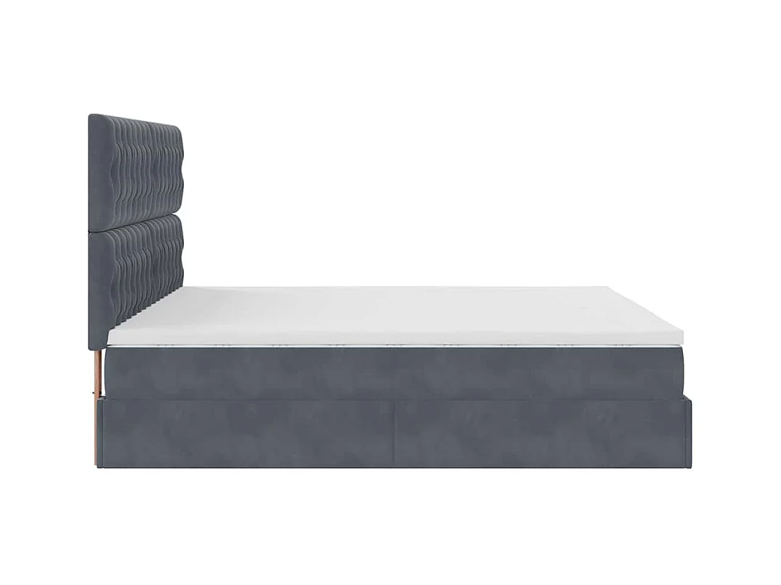 Cadre de lit ottoman avec matelas gris foncé 200x200 cm velours