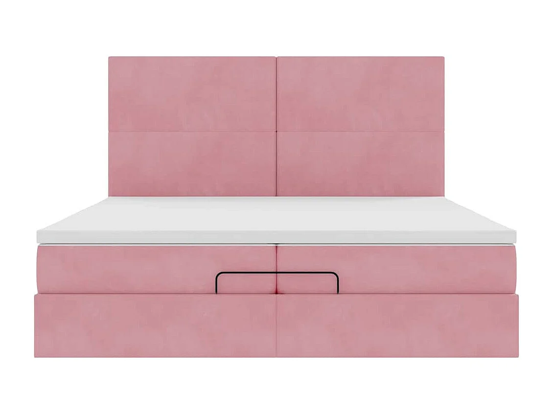 Estructura de cama otomana colchones terciopelo rosa 200x200cm