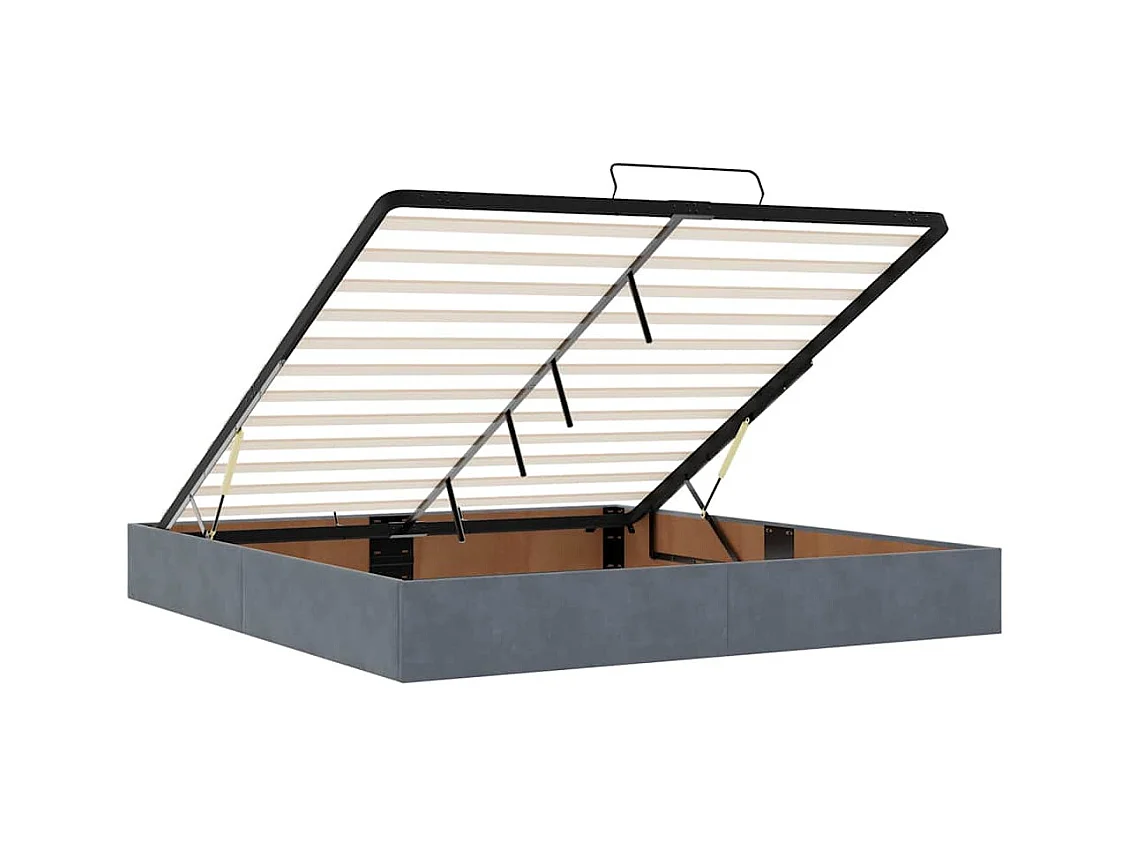 Cadre de lit ottoman avec matelas gris foncé 200x200 cm velours
