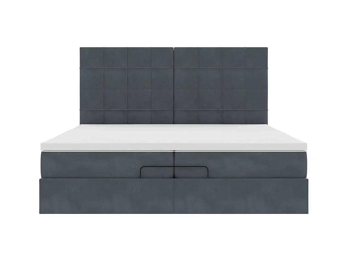 Cadre de lit ottoman avec matelas gris foncé 200x200 cm velours
