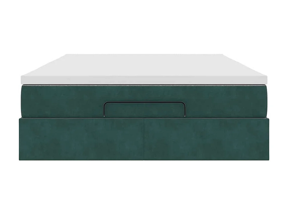 Cadre de lit ottoman avec matelas vert foncé 140x190 cm velours