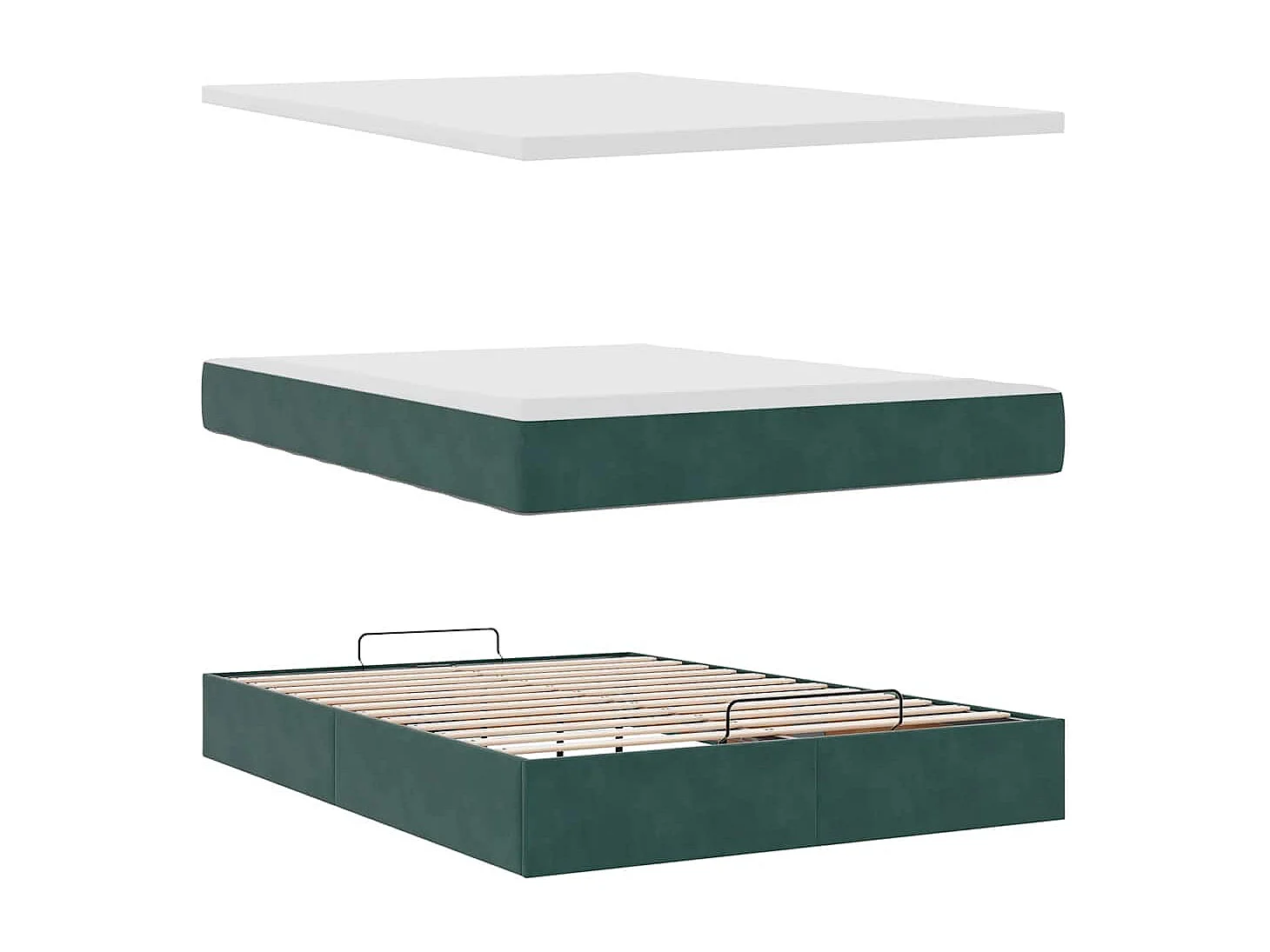 Cadre de lit ottoman avec matelas vert foncé 140x190 cm velours