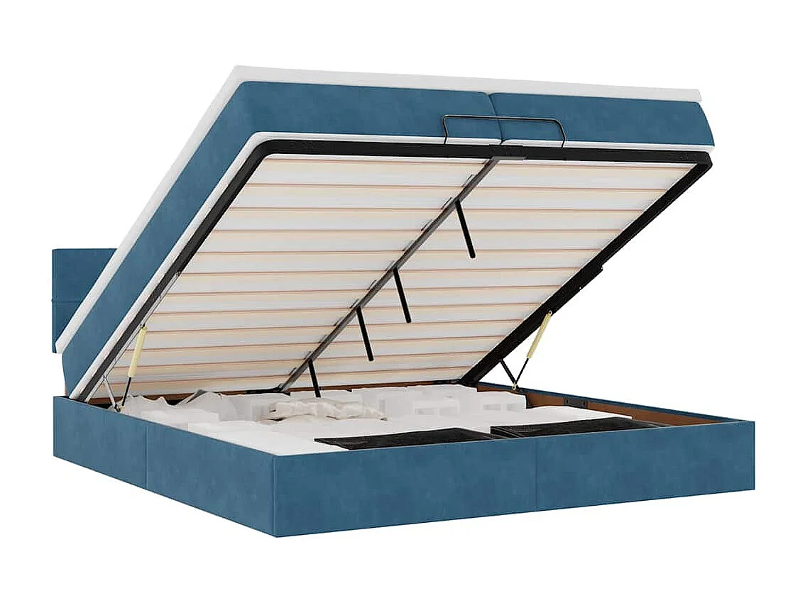 Ottoman bed met matras 200x200 cm fluweel donkerblauw