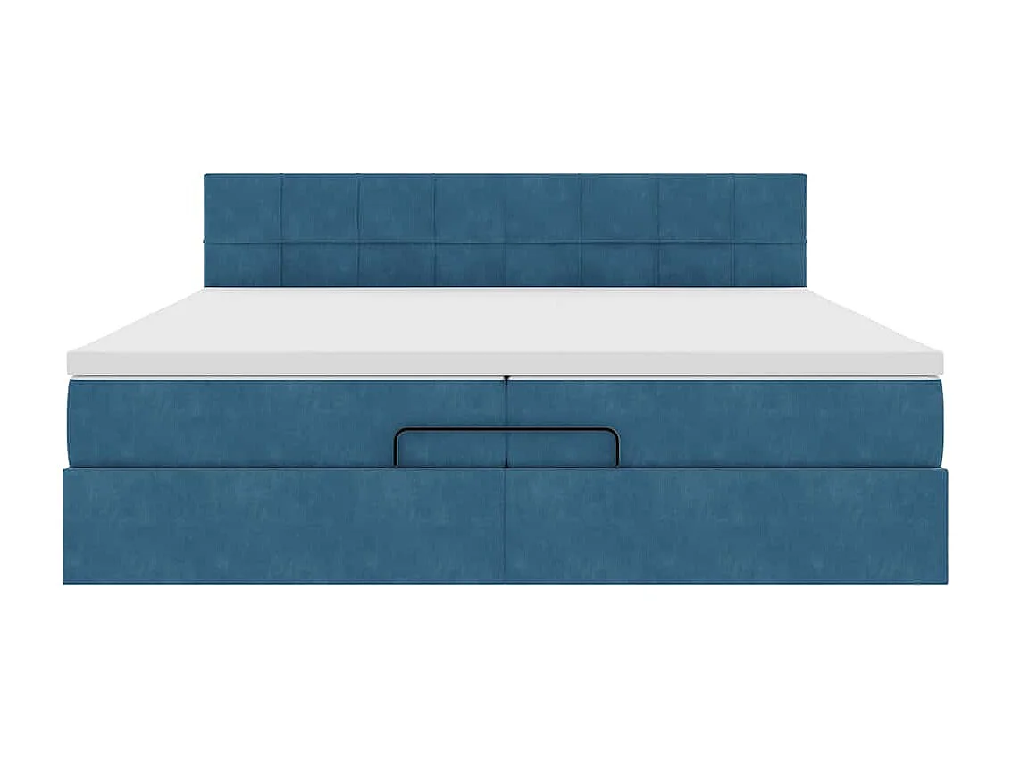 Cadre de lit ottoman avec matelas bleu foncé 200x200 cm velours