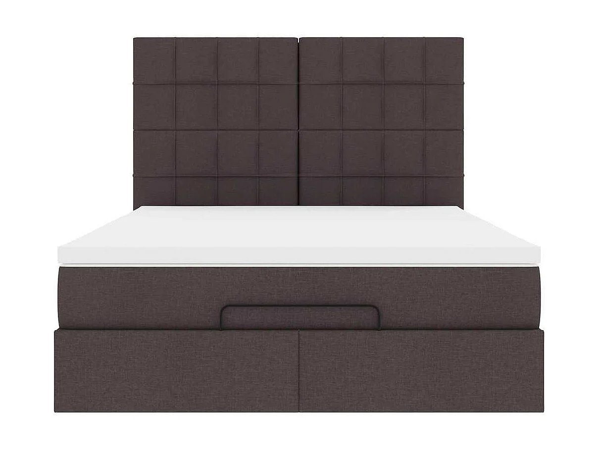 Estructura cama otomana colchón tela marrón oscuro 140x190cm