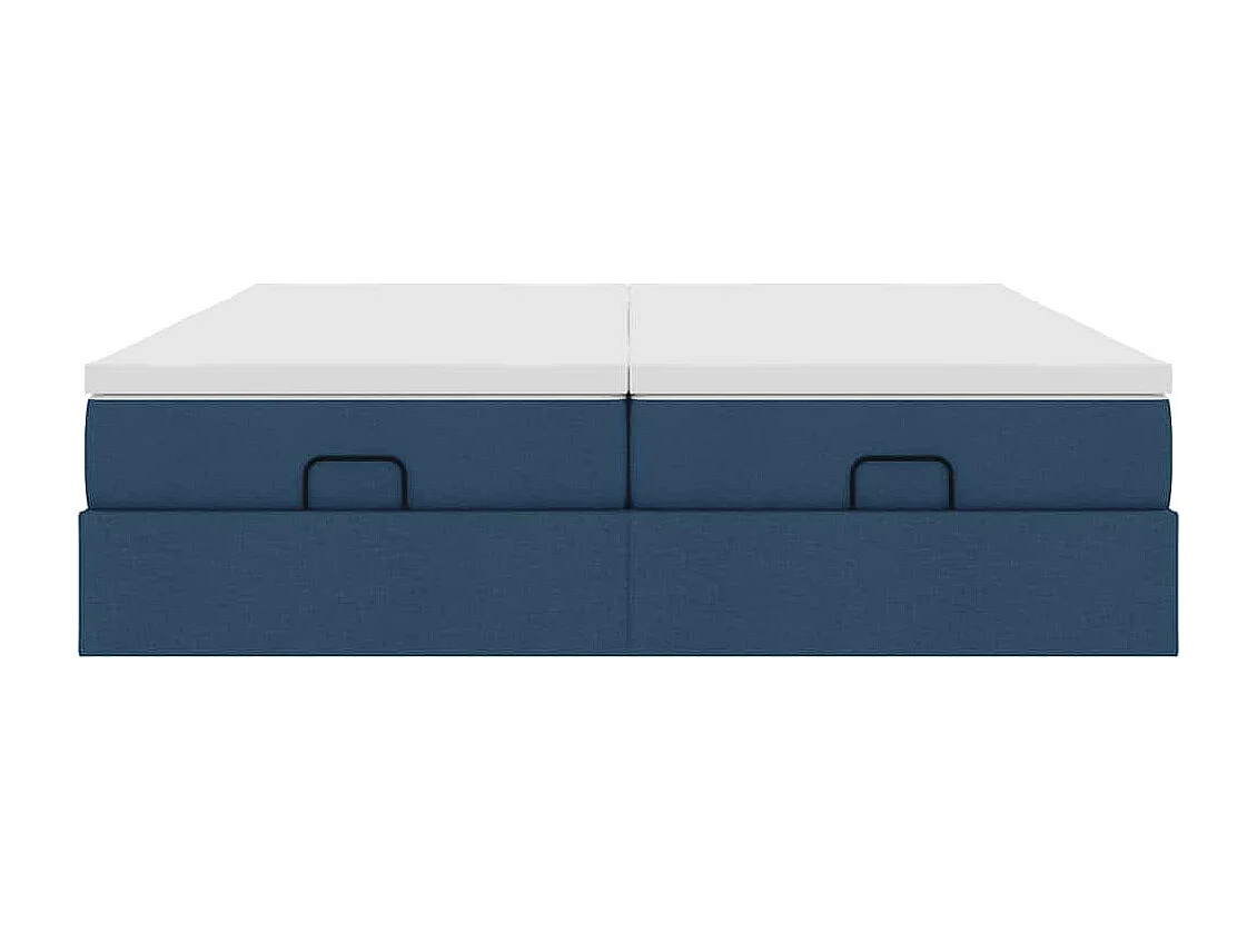 Cadre de lit ottoman avec matelas bleu 160x200 cm tissu