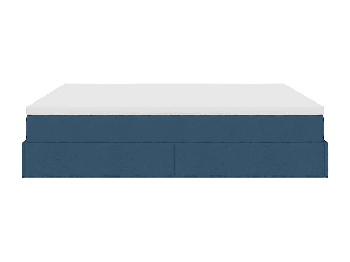 Cadre de lit ottoman avec matelas bleu 160x200 cm tissu