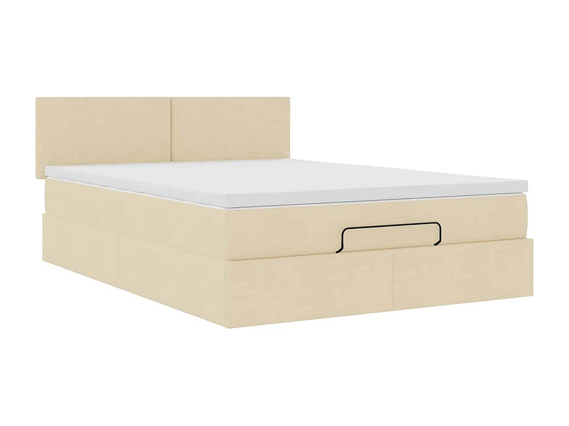 Cama otomana com colchão tecido creme 140x190 cm