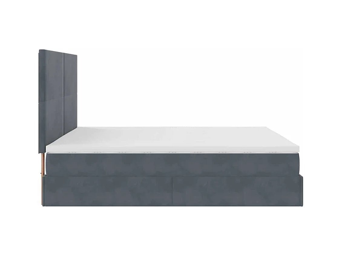 Cadre de lit ottoman avec matelas gris foncé 200x200 cm velours