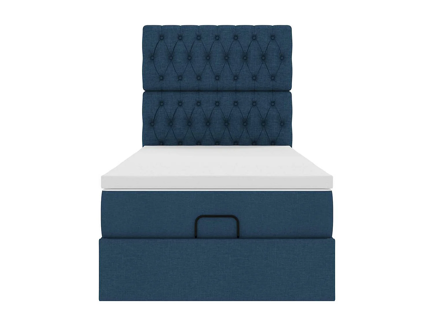 Cadre de lit ottoman avec matelas bleu 80x200 cm tissu