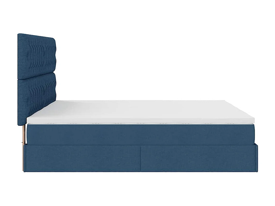 Cadre de lit ottoman avec matelas bleu 160x200 cm tissu