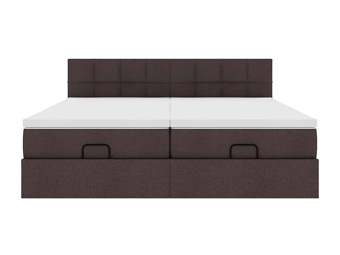Cadre de lit ottoman avec matelas marron foncé 160x200 cm tissu