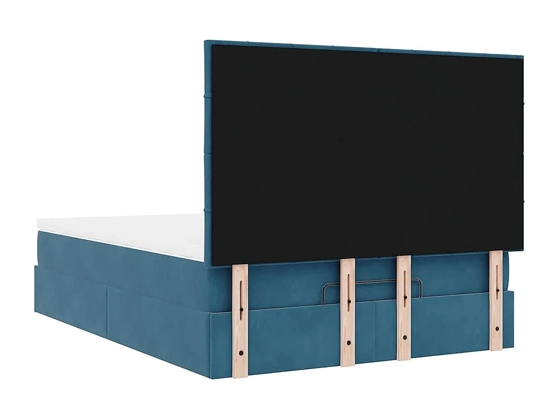 Ottoman bed met matrassen 140x200cm fluweel donkerblauw