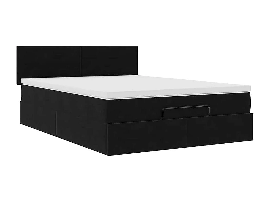 Cadre de lit ottoman avec matelas noir 140x190 cm velours