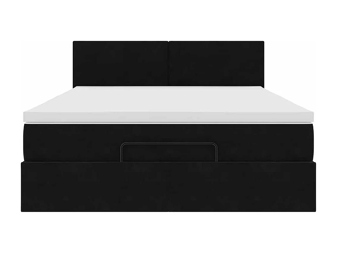 Cadre de lit ottoman avec matelas noir 140x190 cm velours