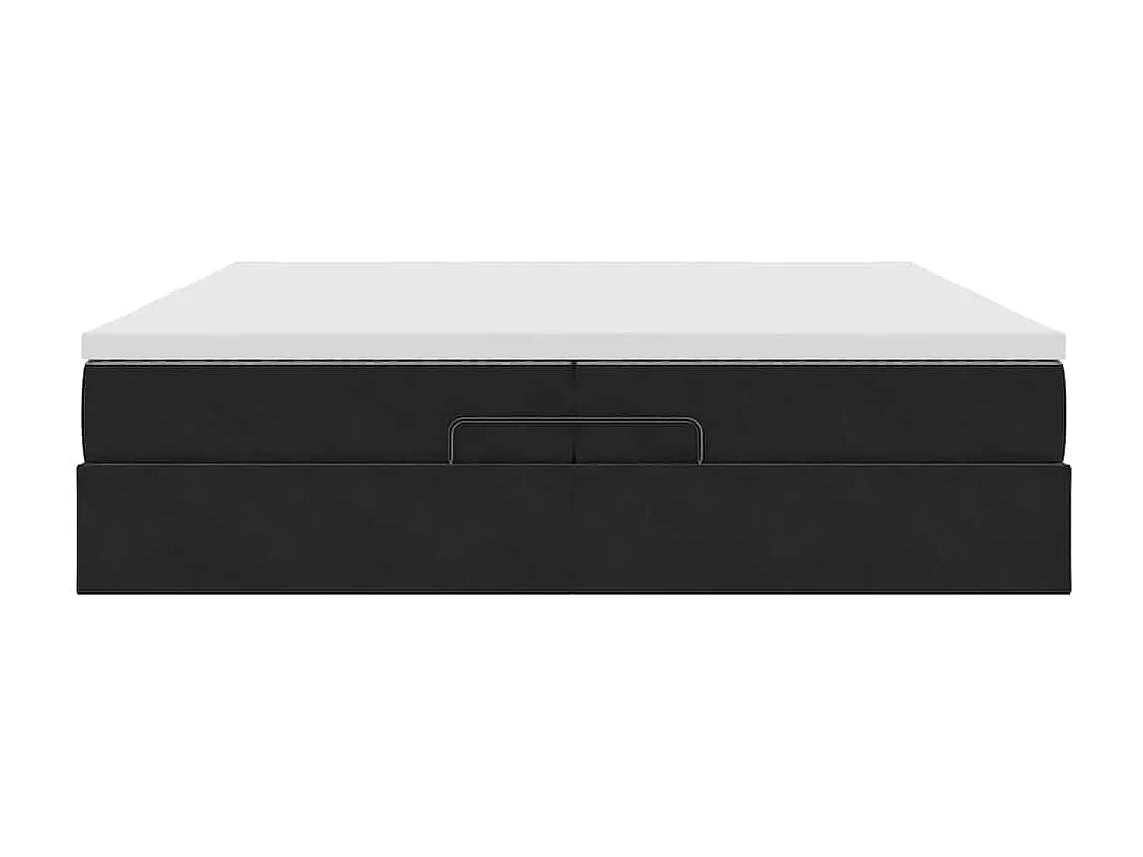 Cadre de lit ottoman avec matelas noir 200x200cm velours