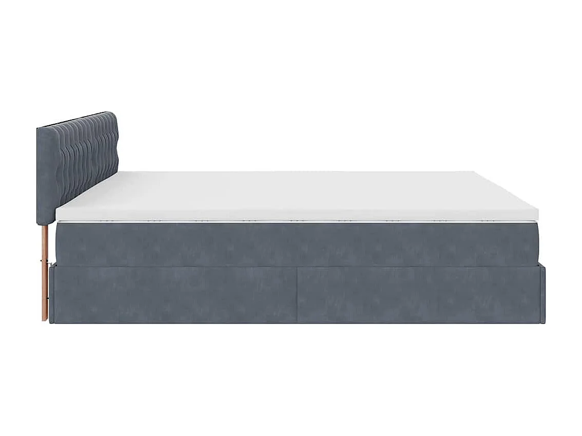 Cadre de lit ottoman avec matelas gris foncé 200x200 cm velours