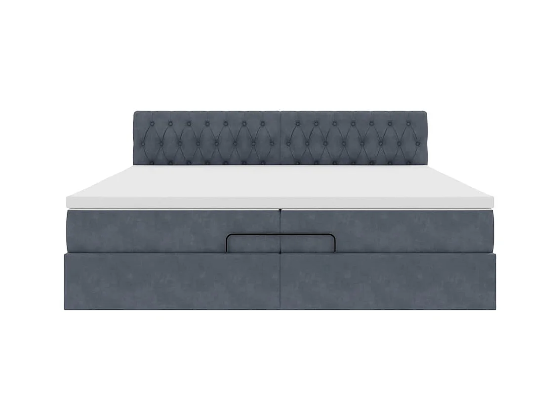 Cadre de lit ottoman avec matelas gris foncé 200x200 cm velours