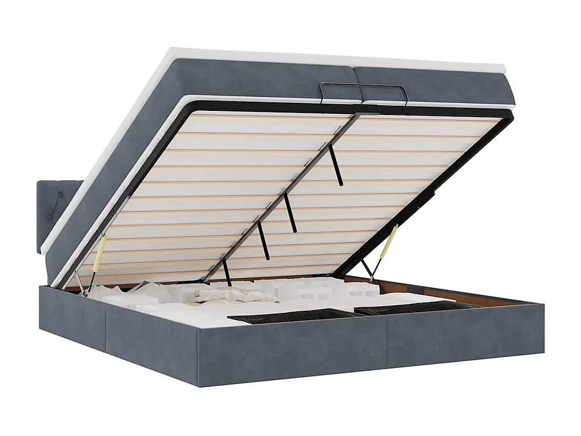 Estrutura de cama otomana com colchão 200x200cm cinzento escuro