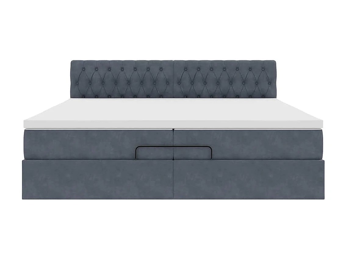 Estrutura de cama otomana com colchão 200x200cm cinzento escuro