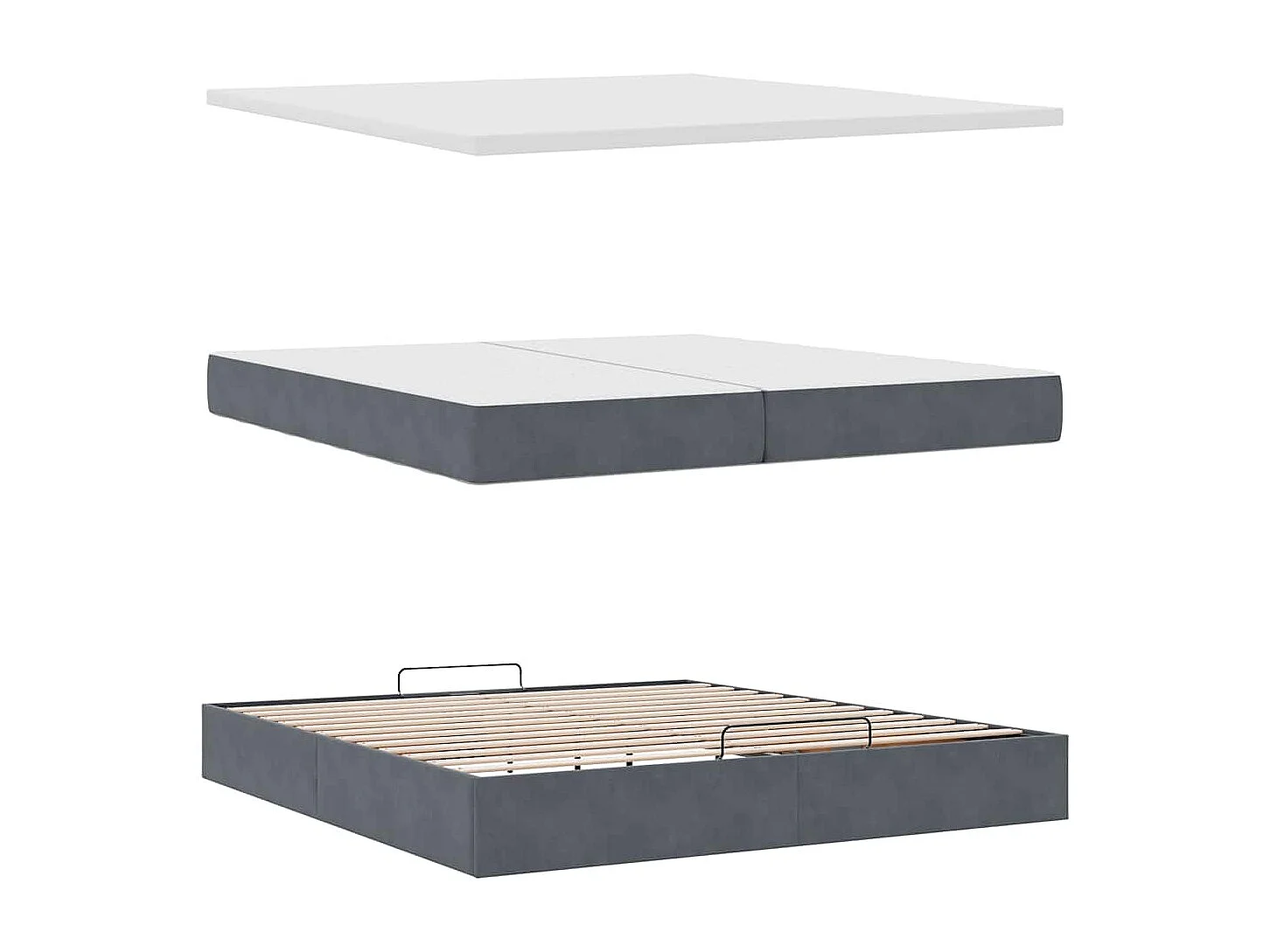 Estrutura de cama otomana com colchão 200x200cm cinzento escuro