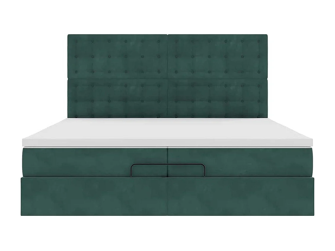 Cadre de lit ottoman avec matelas vert foncé 200x200 cm velours