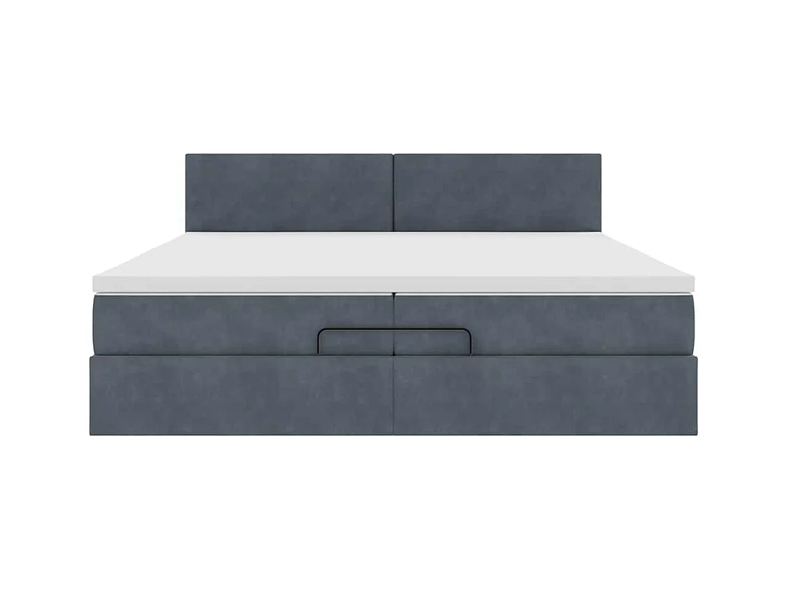 Cadre de lit ottoman avec matelas gris foncé 200x200 cm velours