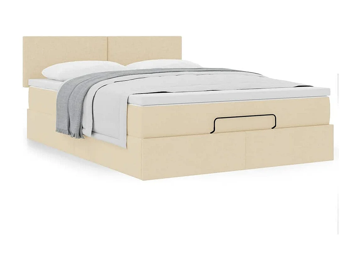 Estrutura de cama otomana com creme de colchão 140x190cm tecido