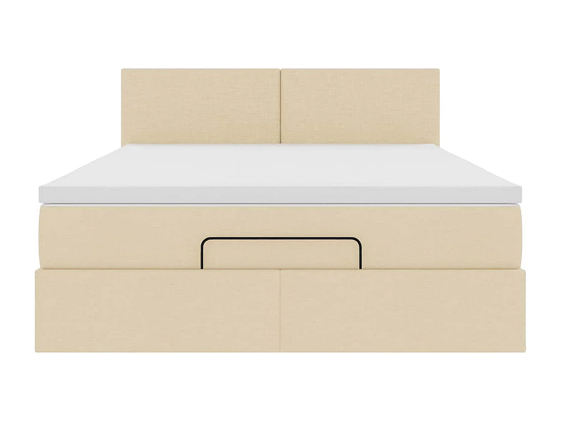 Estrutura de cama otomana com creme de colchão 140x190cm tecido