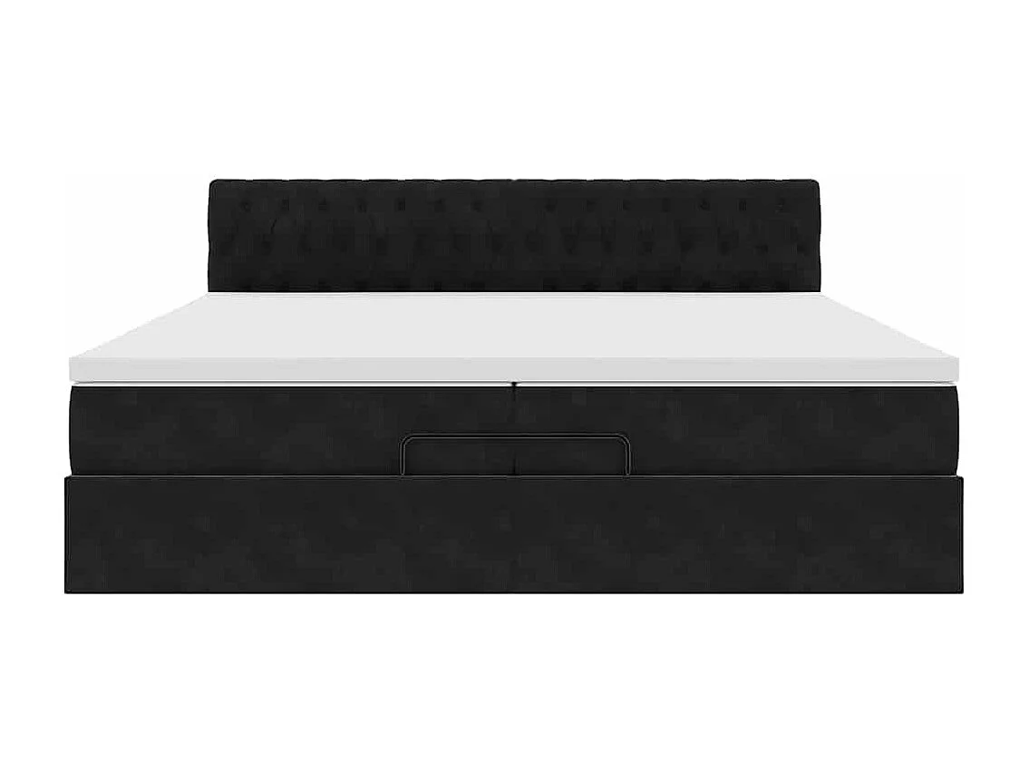 Cadre de lit ottoman avec matelas noir 200x200cm velours
