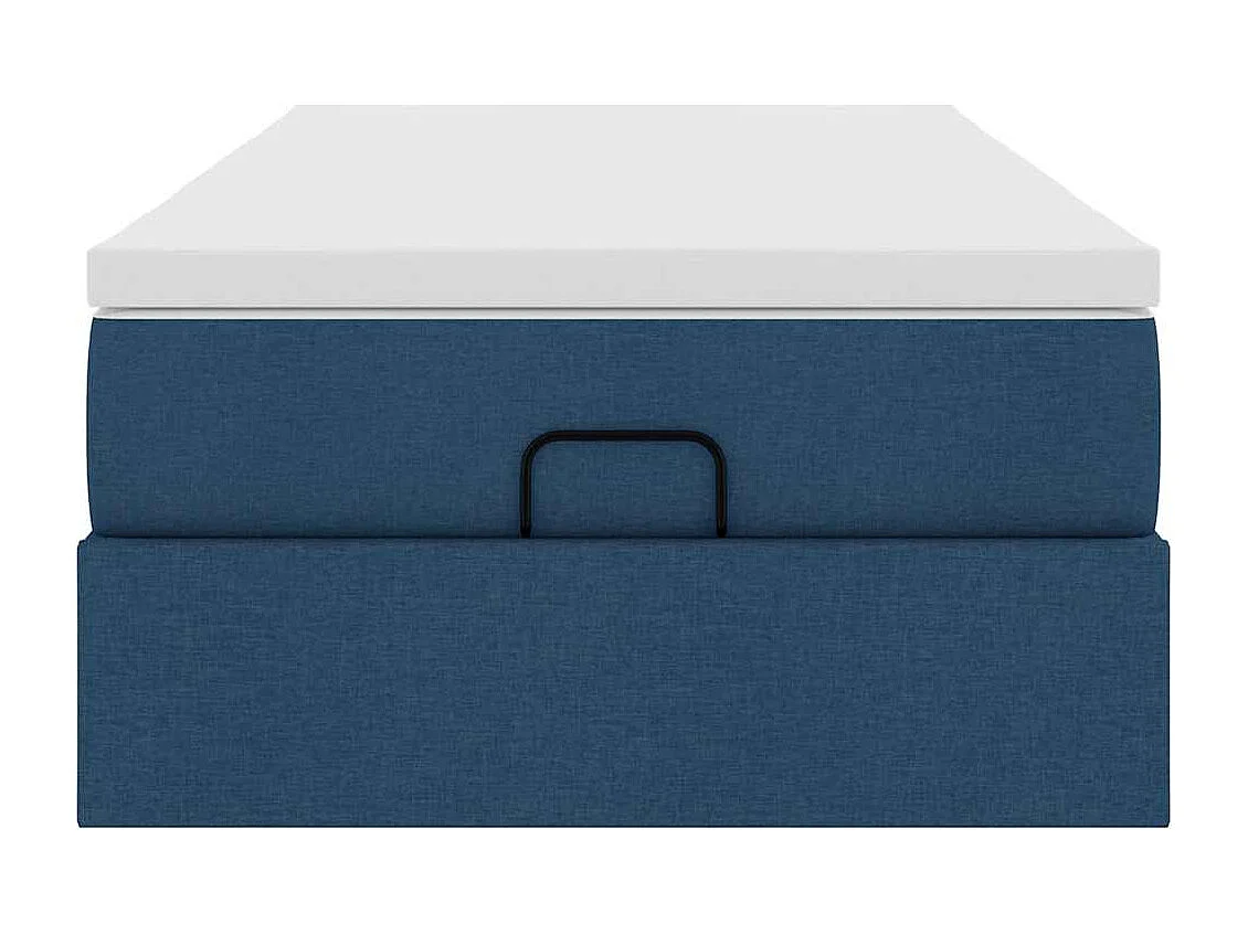 Cadre de lit ottoman avec matelas bleu 80x200 cm tissu