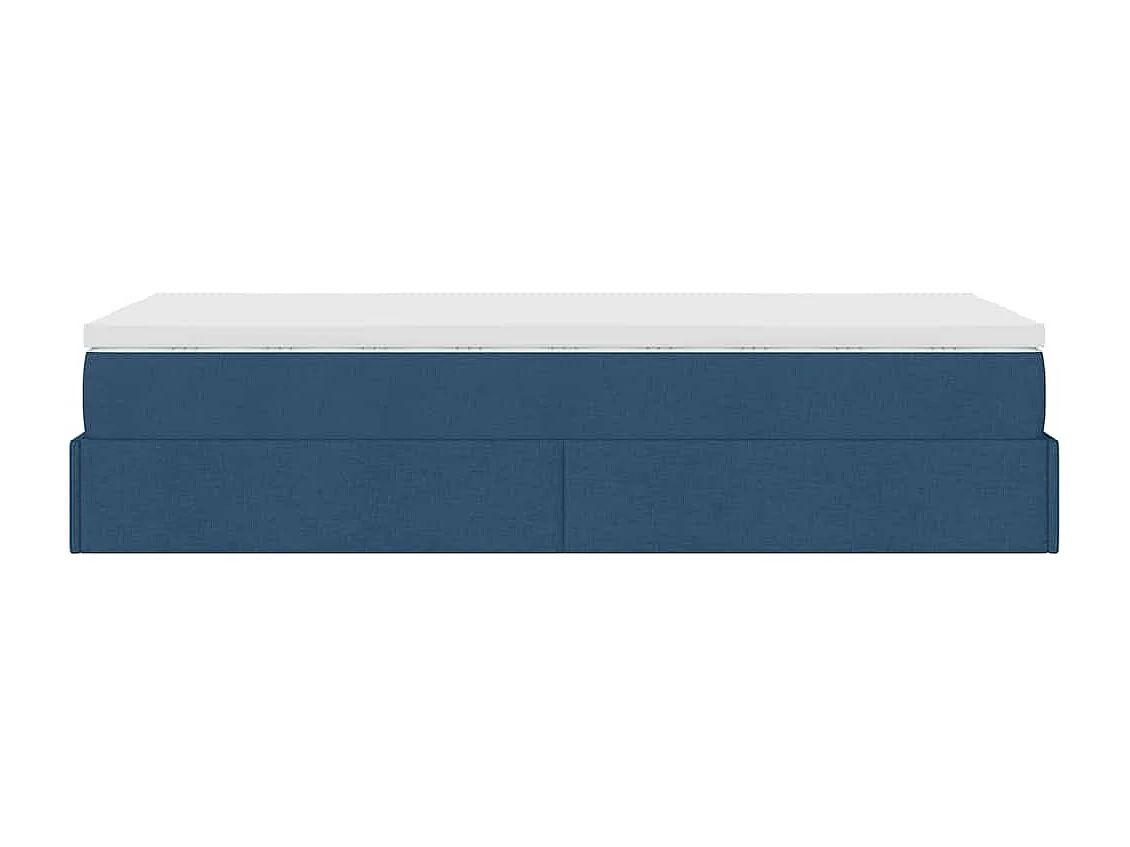 Cadre de lit ottoman avec matelas bleu 80x200 cm tissu