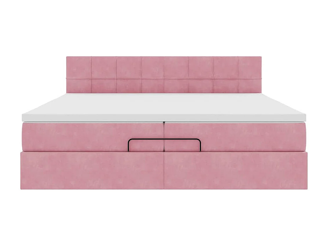 Cadre de lit ottoman avec matelas rose 200x200 cm velours
