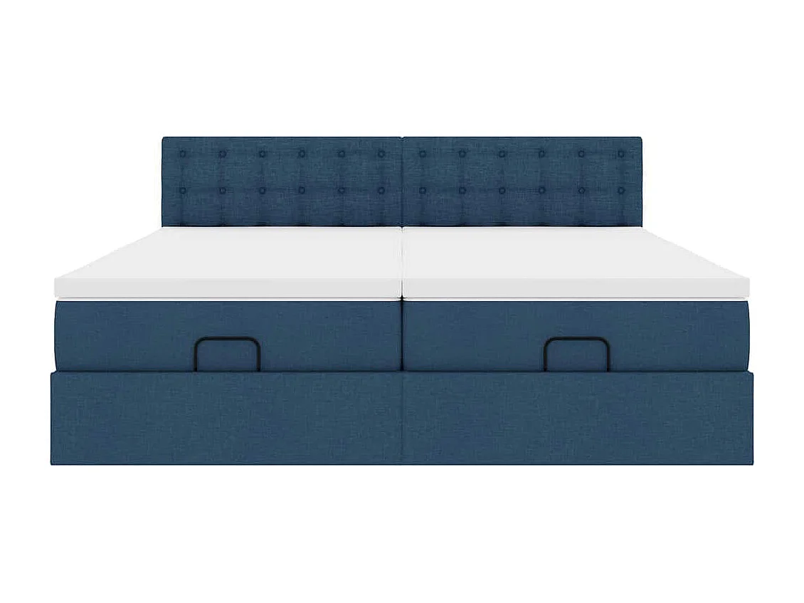 Cadre de lit ottoman avec matelas bleu 160x200 cm tissu
