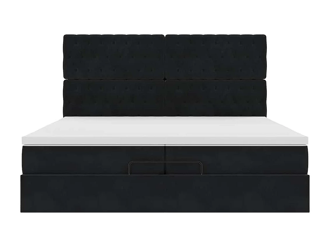 Cadre de lit ottoman avec matelas noir 200x200cm velours