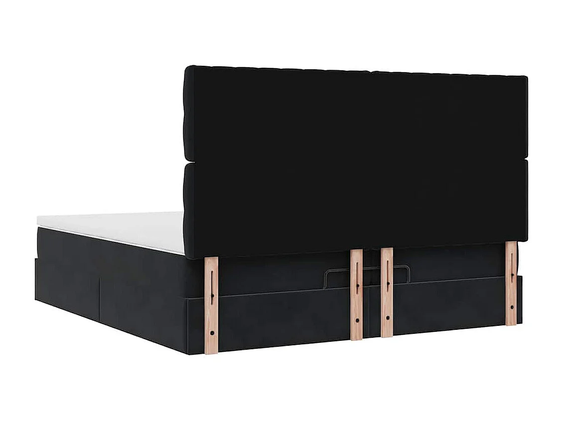 Cadre de lit ottoman avec matelas noir 200x200cm velours