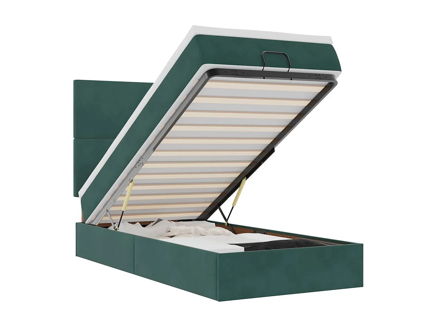 Cadre de lit ottoman avec matelas vert foncé 140x190 cm velours