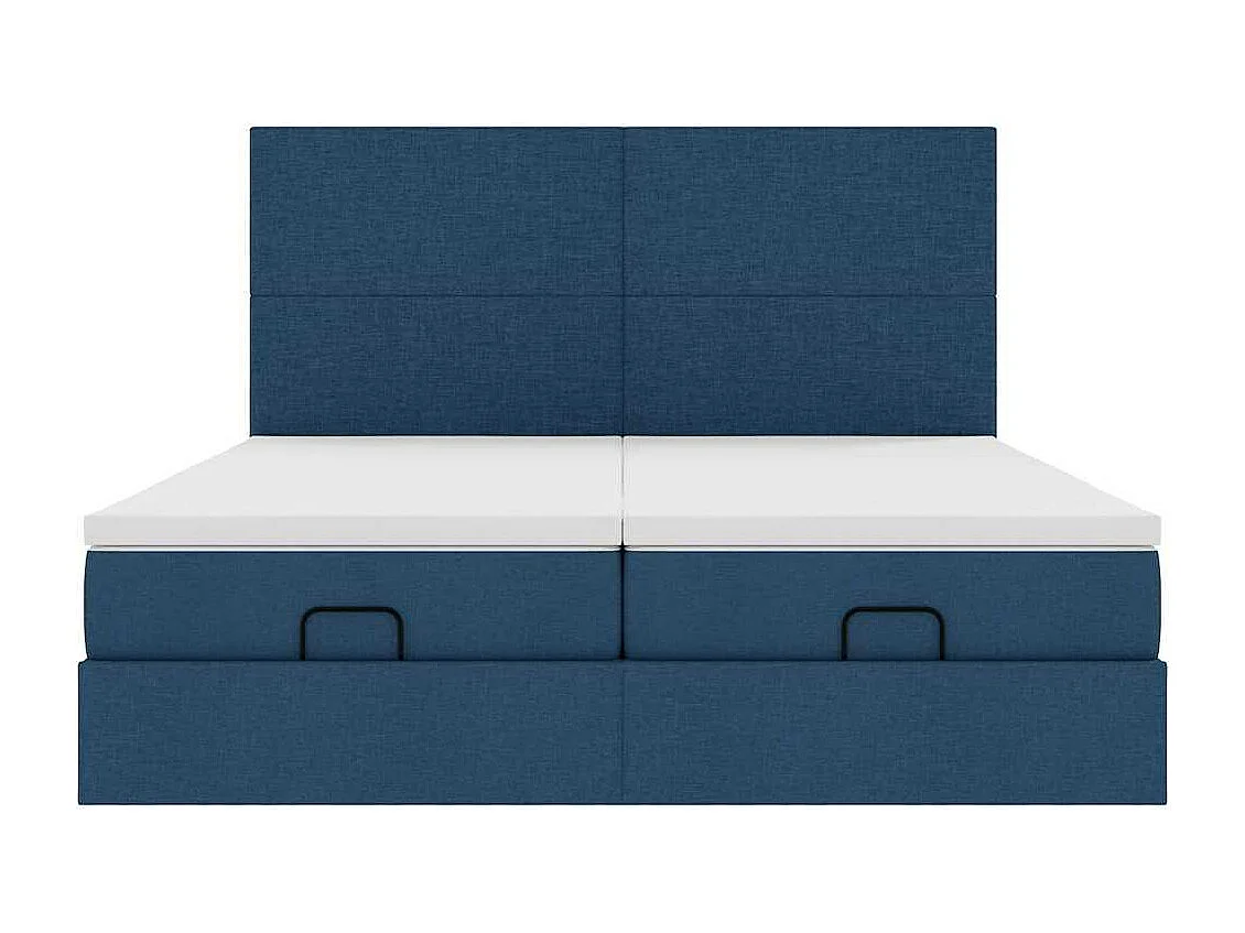 Cadre de lit ottoman avec matelas bleu 160x200 cm tissu