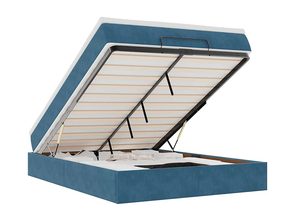 Ottoman bed met matras 140x200cm fluweel donkerblauw