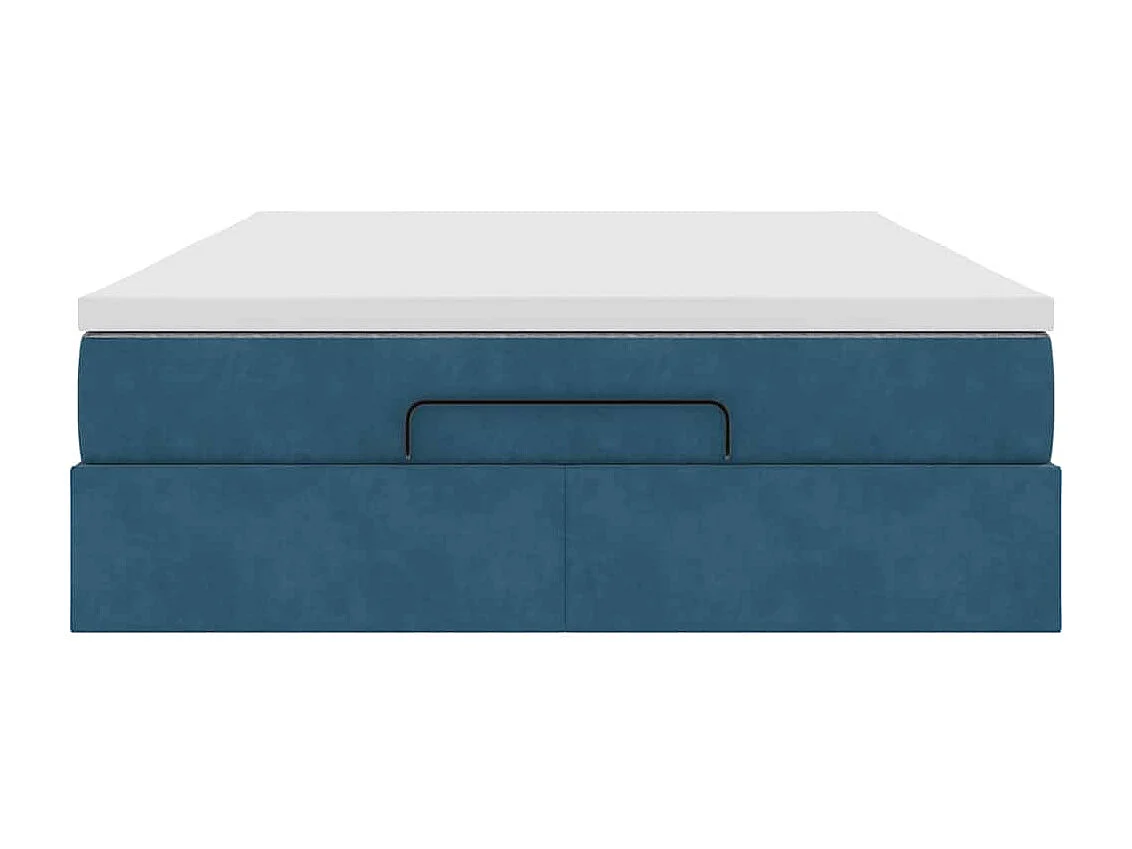 Cadre de lit ottoman avec matelas bleu foncé 140x200 cm velours