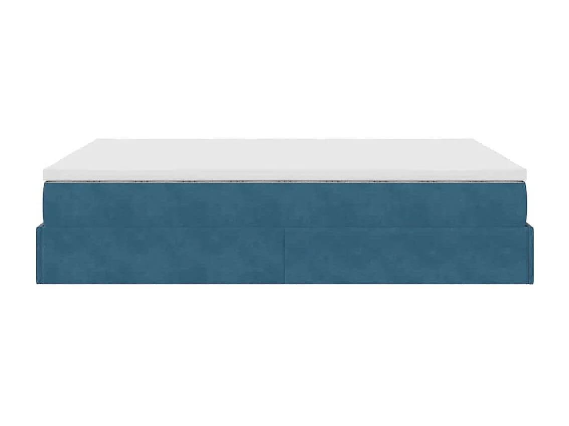 Cadre de lit ottoman avec matelas bleu foncé 140x200 cm velours