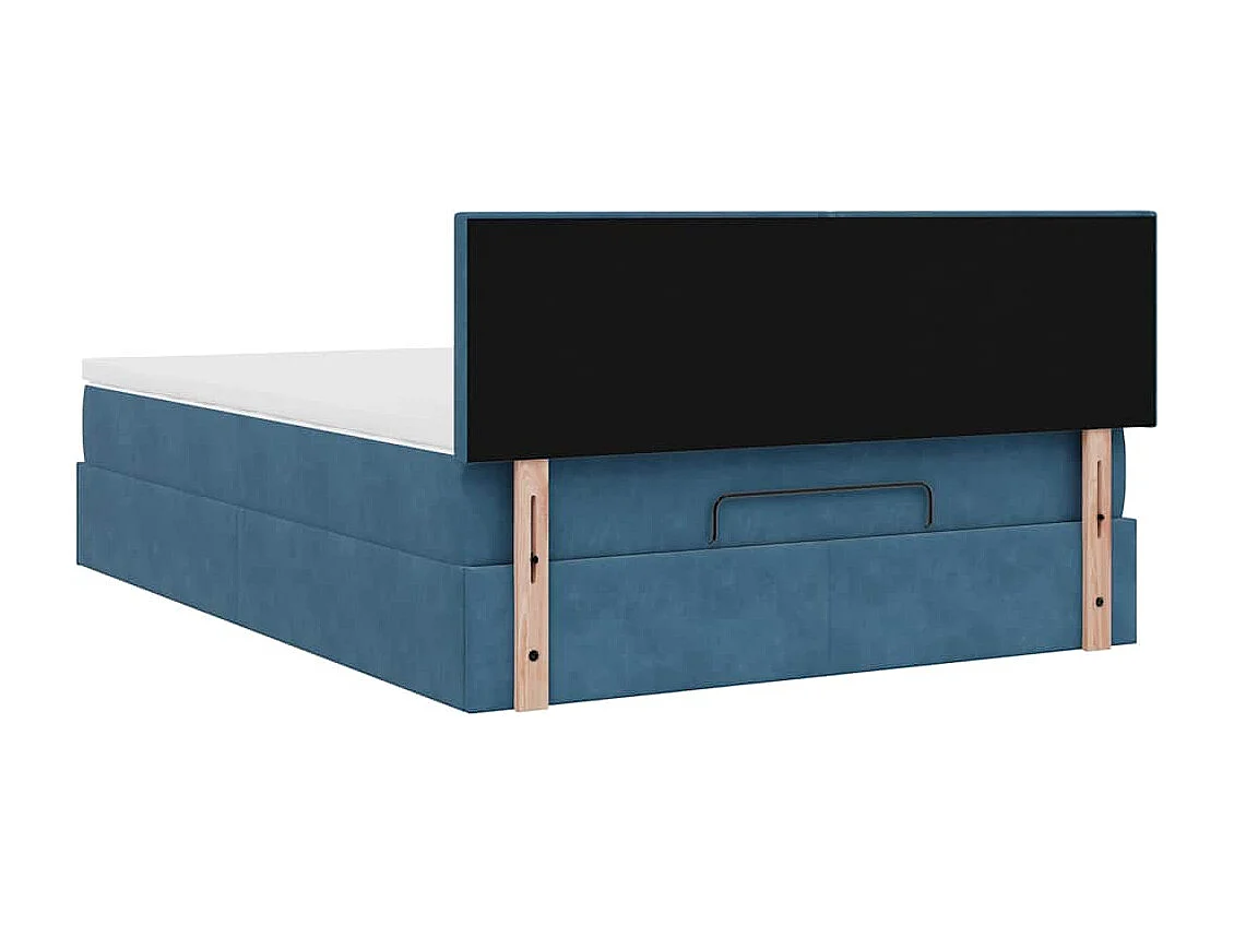 Cadre de lit ottoman avec matelas bleu foncé 140x200 cm velours