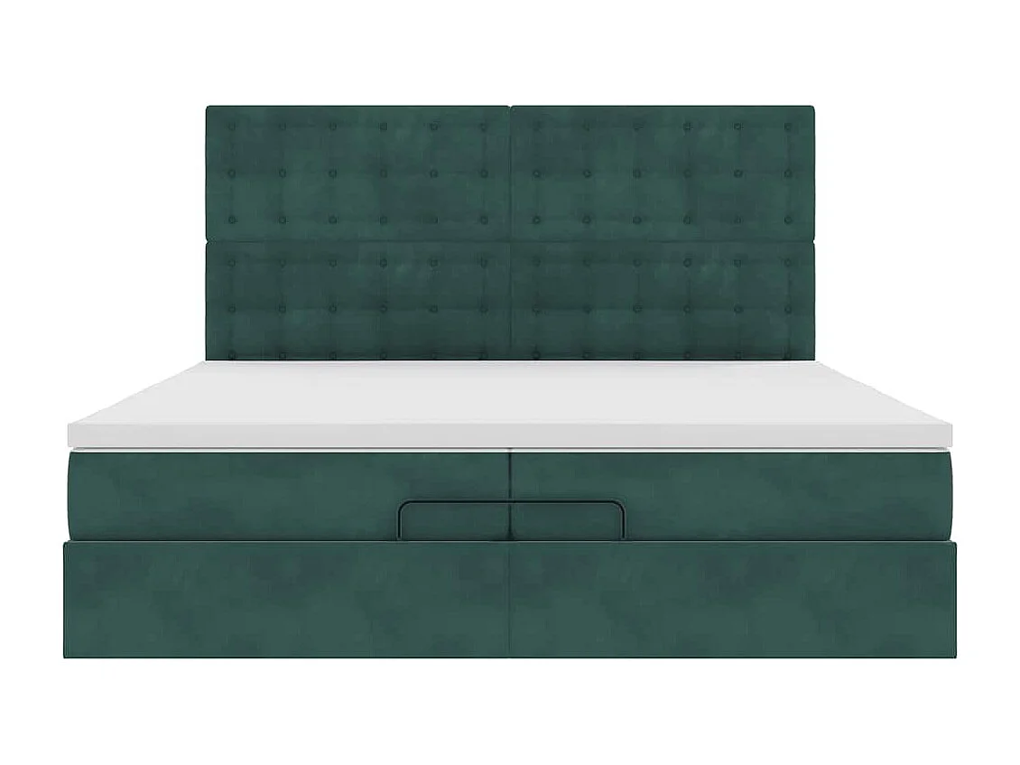Cadre de lit ottoman avec matelas vert foncé 200x200 cm velours