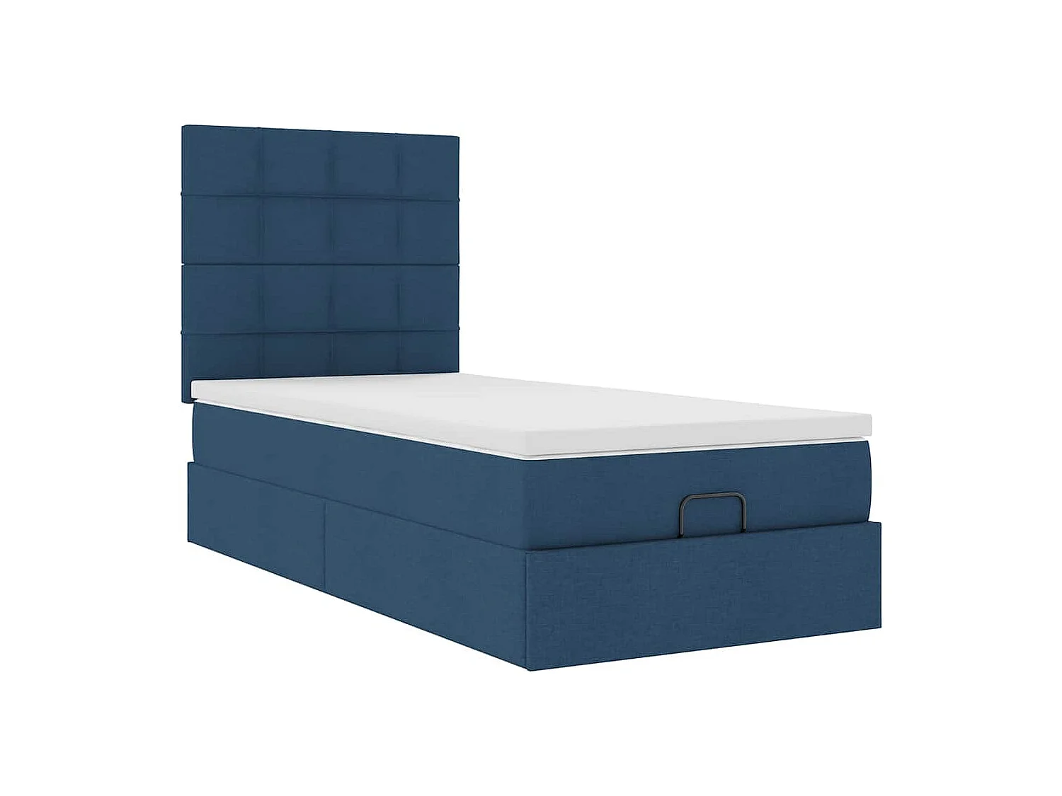 Cadre de lit ottoman avec matelas bleu 80x200 cm tissu