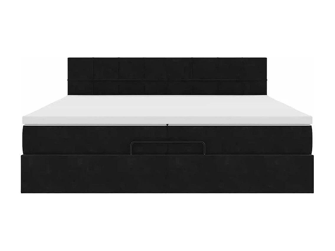 Cadre de lit ottoman avec matelas noir 200x200cm velours
