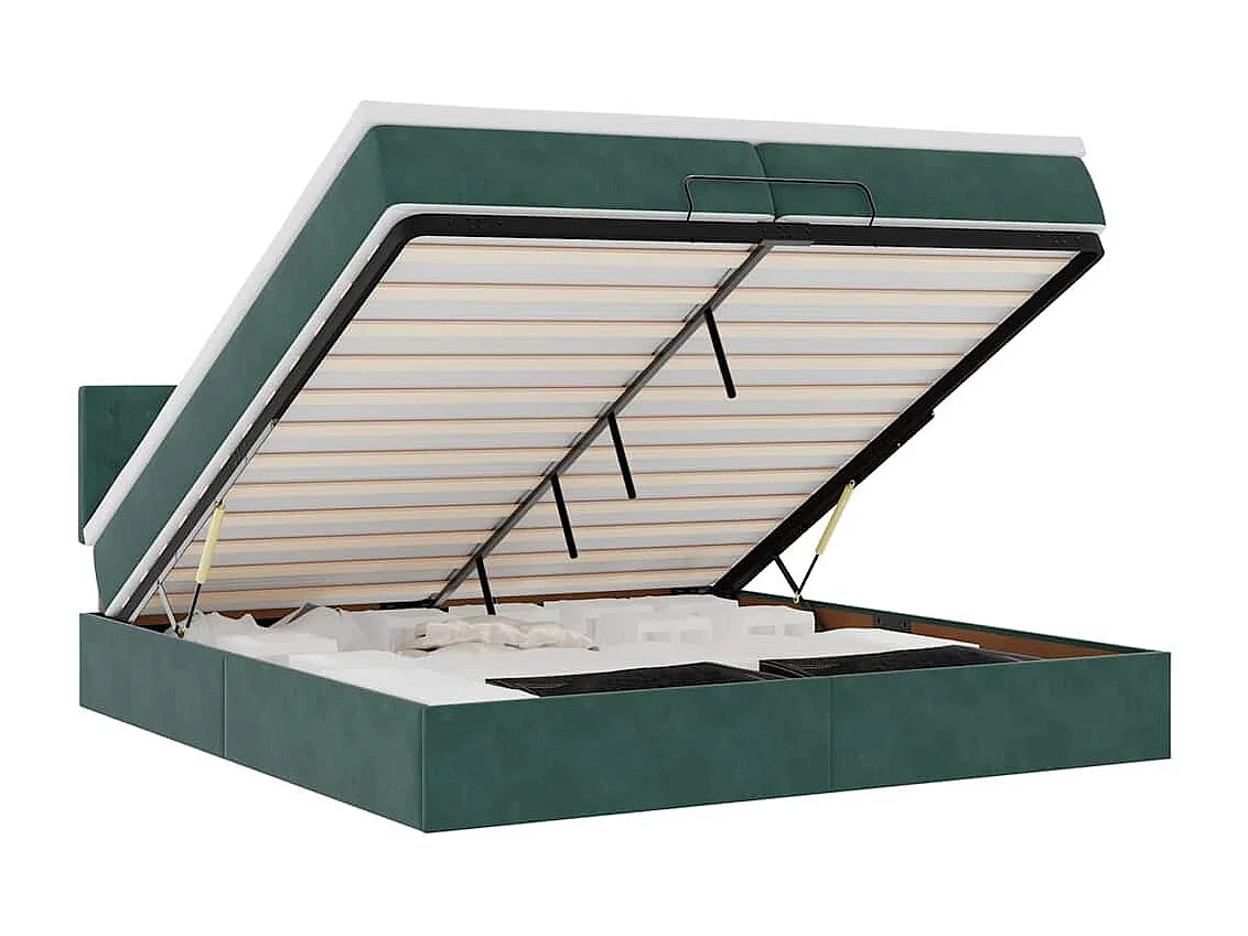 Cadre de lit ottoman avec matelas vert foncé 200x200 cm velours